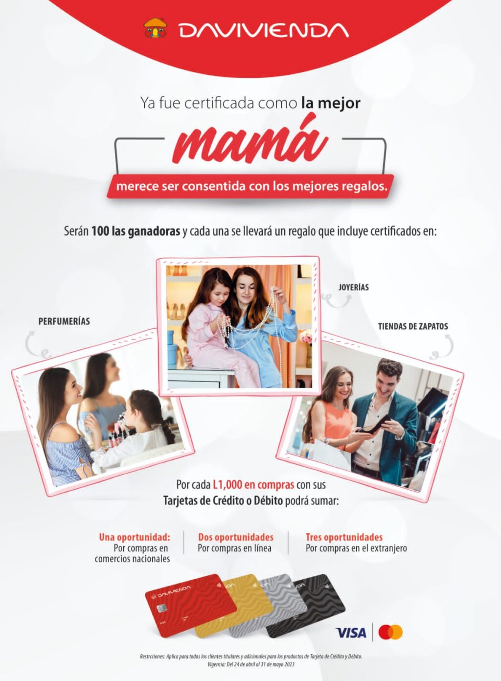 En este día de las madres Banco Davivienda certifica a mamá con múltiples premios